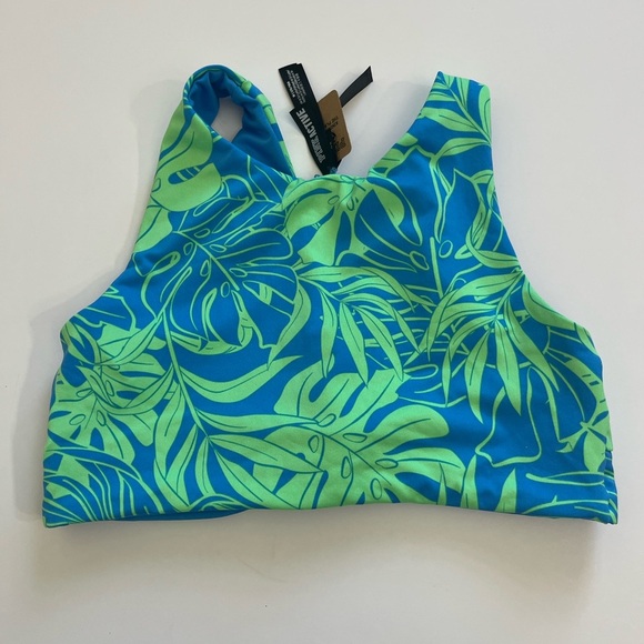 Pink Active Bathing Suit Top New with Tags Size Medium Blue Green - Picture 2 of 6
